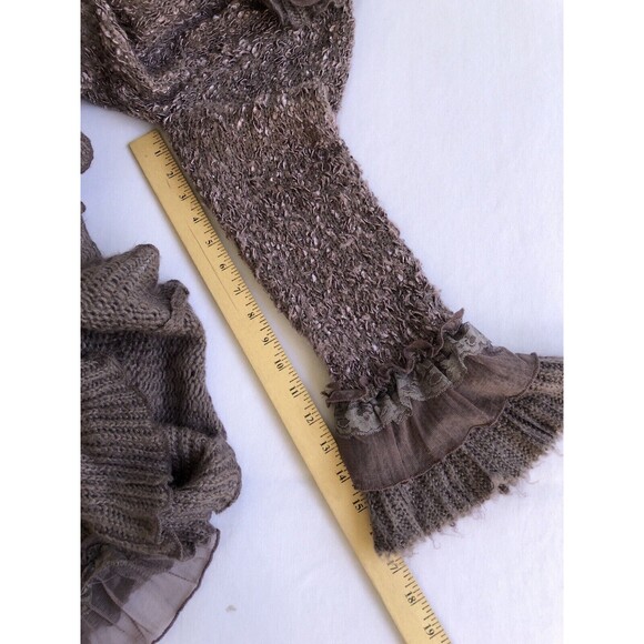 Cecico Long Line Cardigan Women's Small Ruffles Knit in Plum Shade - Picture 12 of 13